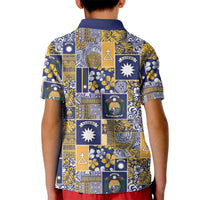 Ekamawir omo Nauru Kid Polo Shirt Pacific Patchwork Xmas Vibes - Polynesian Pride