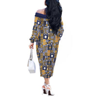 Ekamawir omo Nauru Off The Shoulder Long Sleeve Dress Pacific Patchwork Xmas Vibes - Polynesian Pride