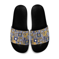 Ekamawir omo Nauru Slide Sandals Pacific Patchwork Xmas Vibes - Polynesian Pride
