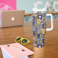 Ekamawir omo Nauru Tumbler With Handle Pacific Patchwork Xmas Vibes - Polynesian Pride