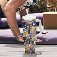 Ekamawir omo Nauru Tumbler With Handle Pacific Patchwork Xmas Vibes - Polynesian Pride
