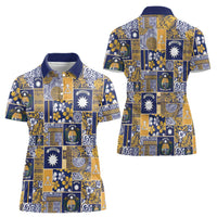 Ekamawir omo Nauru Women Polo Shirt Pacific Patchwork Xmas Vibes - Polynesian Pride