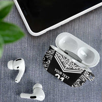 New Zealand Black Fern Custom AirPods Case Maori Tukutuku Black-white Motif LT9 - Polynesian Pride