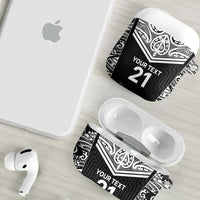 New Zealand Black Fern Custom AirPods Case Maori Tukutuku Black-white Motif LT9 - Polynesian Pride