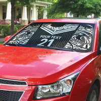 New Zealand Black Fern Custom Auto Sun Shade Maori Tukutuku Black-white Motif LT9 - Polynesian Pride