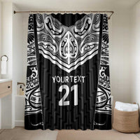 New Zealand Black Fern Custom Bathroom Set Maori Tukutuku Black-white Motif LT9 Shower Curtain Only White - Polynesian Pride