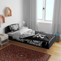 New Zealand Black Fern Custom Bedding Set Maori Tukutuku Black-white Motif LT9 - Polynesian Pride