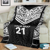New Zealand Black Fern Custom Blanket Maori Tukutuku Black-white Motif LT9 - Polynesian Pride