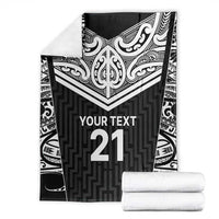 New Zealand Black Fern Custom Blanket Maori Tukutuku Black-white Motif LT9 - Polynesian Pride