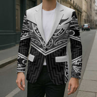 New Zealand Black Fern Custom Blazer Maori Tukutuku Black-white Motif LT9 - Polynesian Pride