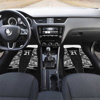 New Zealand Black Fern Custom Car Mats Maori Tukutuku Black-white Motif LT9 Set 2pcs - Front White - Polynesian Pride