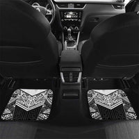 New Zealand Black Fern Custom Car Mats Maori Tukutuku Black-white Motif LT9 Set 2pcs - Back White - Polynesian Pride