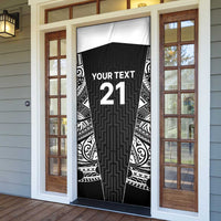 New Zealand Black Fern Custom Door Cover Maori Tukutuku Black-white Motif LT9 - Polynesian Pride