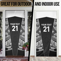 New Zealand Black Fern Custom Door Cover Maori Tukutuku Black-white Motif LT9 - Polynesian Pride