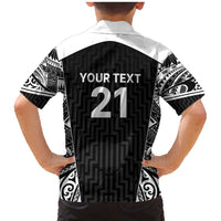 New Zealand Black Fern Custom Family Matching Mermaid Dress and Hawaiian Shirt Maori Tukutuku Black-white Motif LT9 - Polynesian Pride