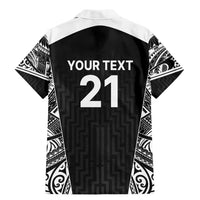 New Zealand Black Fern Custom Family Matching Mermaid Dress and Hawaiian Shirt Maori Tukutuku Black-white Motif LT9 - Polynesian Pride
