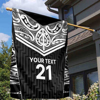 New Zealand Black Fern Custom Garden Flag Maori Tukutuku Black-white Motif LT9 - Polynesian Pride
