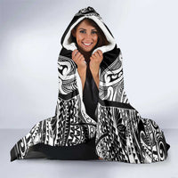 New Zealand Black Fern Custom Hooded Blanket Maori Tukutuku Black-white Motif LT9 - Polynesian Pride