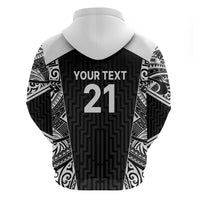 New Zealand Black Fern Custom Hoodie Maori Tukutuku Black-white Motif LT9 - Polynesian Pride