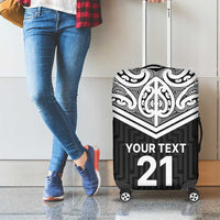 New Zealand Black Fern Custom Luggage Cover Maori Tukutuku Black-white Motif LT9 - Polynesian Pride