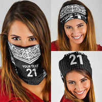 New Zealand Black Fern Custom Neck Gaiter Maori Tukutuku Black-white Motif LT9 - Polynesian Pride