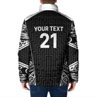New Zealand Black Fern Custom Padded Jacket Maori Tukutuku Black-white Motif LT9 - Polynesian Pride