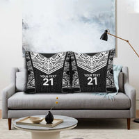 New Zealand Black Fern Custom Pillow Cover Maori Tukutuku Black-white Motif LT9 - Polynesian Pride