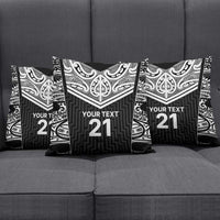 New Zealand Black Fern Custom Pillow Cover Maori Tukutuku Black-white Motif LT9 - Polynesian Pride