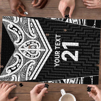 New Zealand Black Fern Custom Puzzle Maori Tukutuku Black-white Motif LT9 - Polynesian Pride