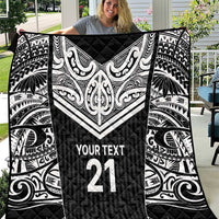 New Zealand Black Fern Custom Quilt Maori Tukutuku Black-white Motif LT9 White - Polynesian Pride