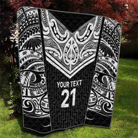 New Zealand Black Fern Custom Quilt Maori Tukutuku Black-white Motif LT9 - Polynesian Pride