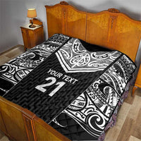 New Zealand Black Fern Custom Quilt Maori Tukutuku Black-white Motif LT9 - Polynesian Pride