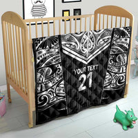 New Zealand Black Fern Custom Quilt Maori Tukutuku Black-white Motif LT9 - Polynesian Pride