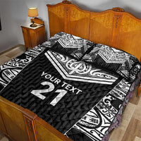 New Zealand Black Fern Custom Quilt Bed Set Maori Tukutuku Black-white Motif LT9 - Polynesian Pride