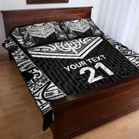 New Zealand Black Fern Custom Quilt Bed Set Maori Tukutuku Black-white Motif LT9 - Polynesian Pride