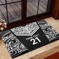 New Zealand Black Fern Custom Rubber Doormat Maori Tukutuku Black-white Motif LT9 - Polynesian Pride