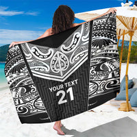 New Zealand Black Fern Custom Sarong Maori Tukutuku Black-white Motif LT9 One Size 44 x 66 inches White - Polynesian Pride