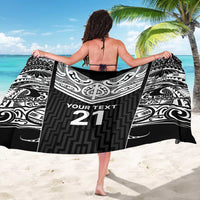 New Zealand Black Fern Custom Sarong Maori Tukutuku Black-white Motif LT9 - Polynesian Pride