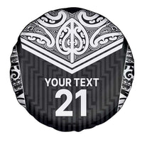 New Zealand Black Fern Custom Spare Tire Cover Maori Tukutuku Black-white Motif LT9 - Polynesian Pride