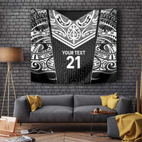 New Zealand Black Fern Custom Tapestry Maori Tukutuku Black-white Motif LT9 White - Polynesian Pride
