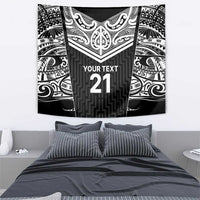 New Zealand Black Fern Custom Tapestry Maori Tukutuku Black-white Motif LT9 - Polynesian Pride
