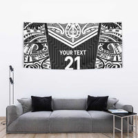 New Zealand Black Fern Custom Tapestry Maori Tukutuku Black-white Motif LT9 - Polynesian Pride