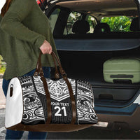 New Zealand Black Fern Custom Travel Bag Maori Tukutuku Black-white Motif LT9 - Polynesian Pride