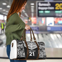 New Zealand Black Fern Custom Travel Bag Maori Tukutuku Black-white Motif LT9 - Polynesian Pride