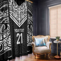 New Zealand Black Fern Custom Window Curtain Maori Tukutuku Black-white Motif LT9 - Polynesian Pride