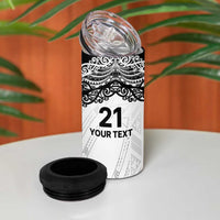 New Zealand Koru Fern Custom 4 in 1 Can Cooler Tumbler Simple Taniko Motif LT9 - Polynesian Pride