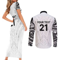 New Zealand Koru Fern Custom Couples Matching Short Sleeve Bodycon Dress and Long Sleeve Button Shirt Simple Taniko Motif LT9 - Polynesian Pride
