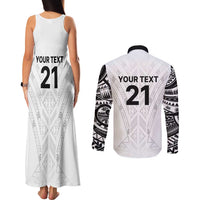 New Zealand Koru Fern Custom Couples Matching Tank Maxi Dress and Long Sleeve Button Shirt Simple Taniko Motif LT9 - Polynesian Pride