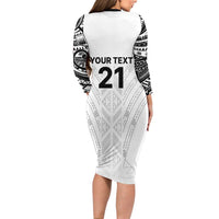 New Zealand Koru Fern Custom Family Matching Long Sleeve Bodycon Dress and Hawaiian Shirt Simple Taniko Motif LT9 - Polynesian Pride