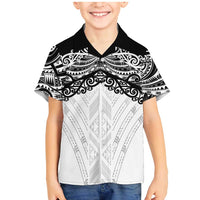 New Zealand Koru Fern Custom Family Matching Mermaid Dress and Hawaiian Shirt Simple Taniko Motif LT9 Son's Shirt White - Polynesian Pride